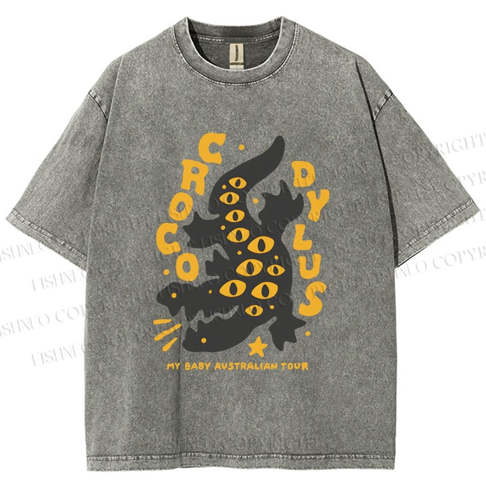 Unisex Funny Eye Monster Printed Washed Tee