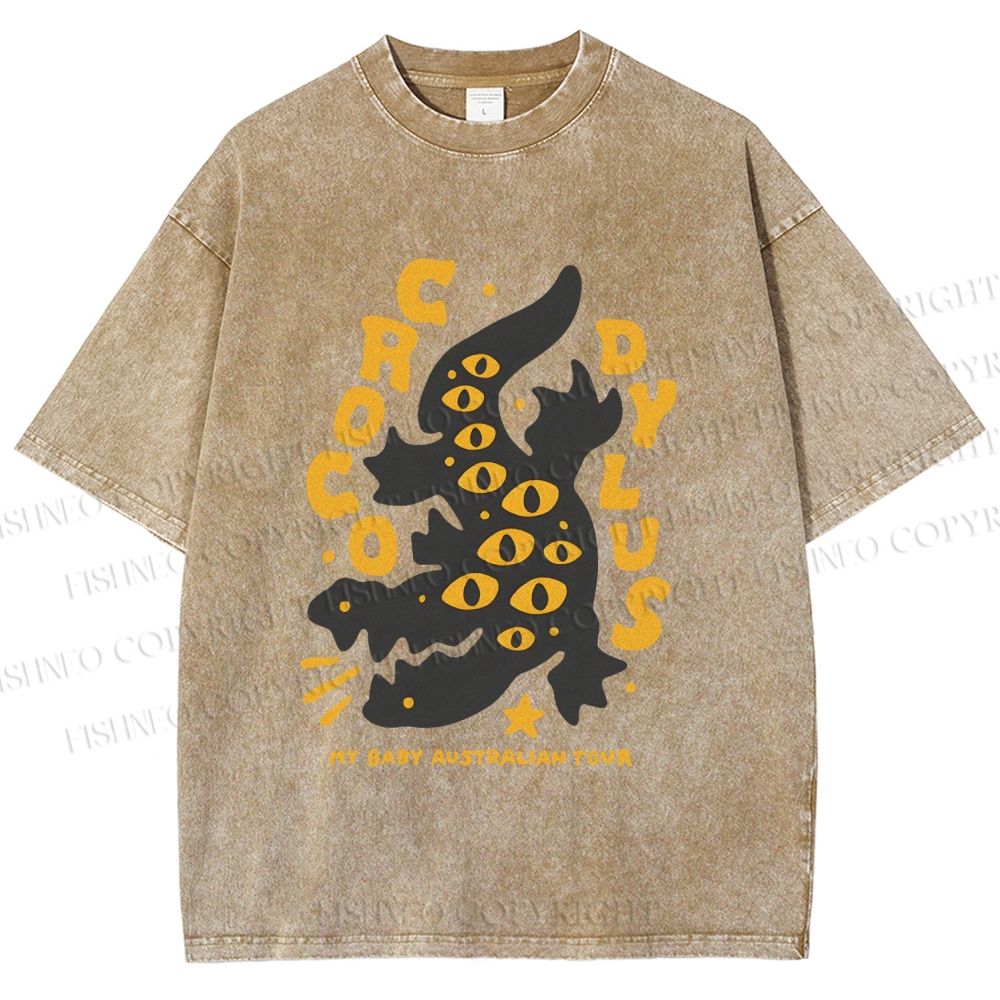 Unisex Funny Eye Monster Printed Washed Tee