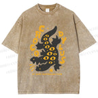 Unisex Funny Eye Monster Printed Washed Tee