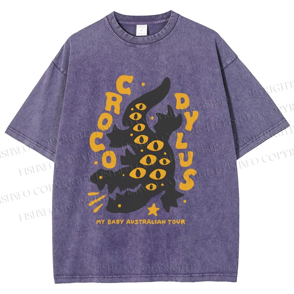 Unisex Funny Eye Monster Printed Washed Tee