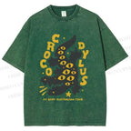 Unisex Funny Eye Monster Printed Washed Tee