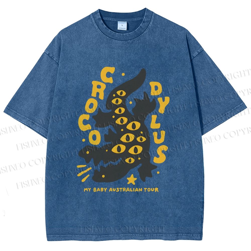 Unisex Funny Eye Monster Printed Washed Tee