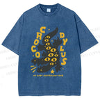 Unisex Funny Eye Monster Printed Washed Tee