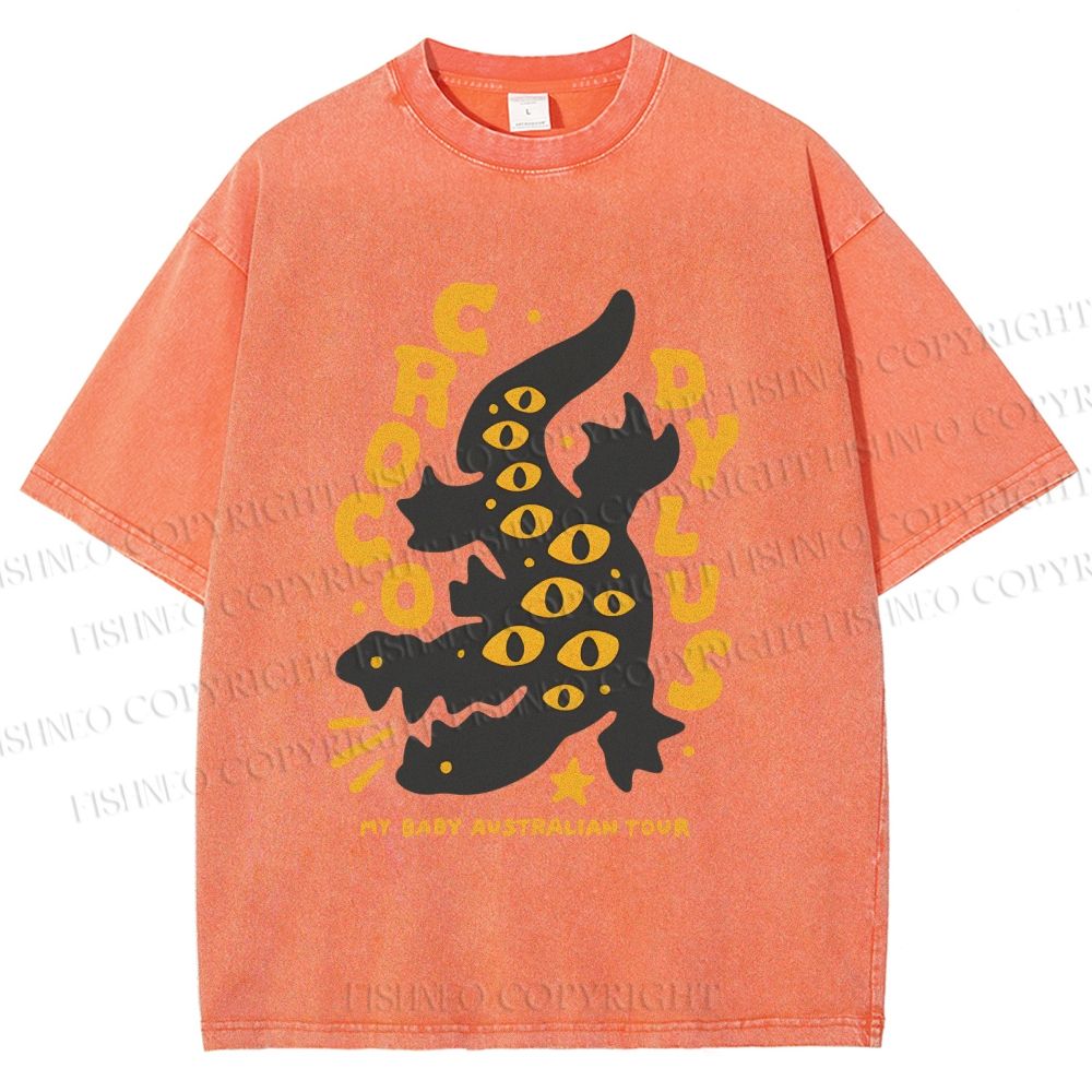 Unisex Funny Eye Monster Printed Washed Tee