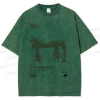 Unisex Dinosaurs Printed Washed Tee