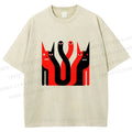 Unisex Eye Cat Printed Washed Tee
