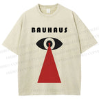 Unisex Bauhaus Red Black Eyes Printed Washed Tee