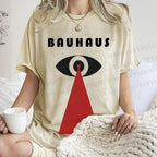 Unisex Bauhaus Red Black Eyes Printed Washed Tee