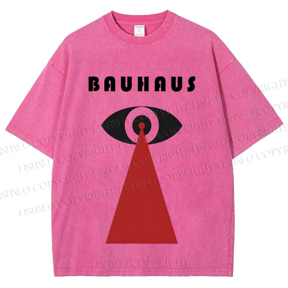 Unisex Bauhaus Red Black Eyes Printed Washed Tee