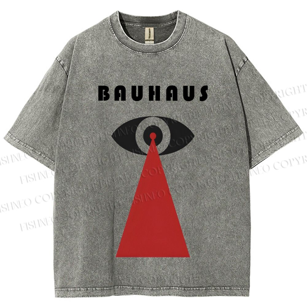 Unisex Bauhaus Red Black Eyes Printed Washed Tee