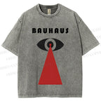 Unisex Bauhaus Red Black Eyes Printed Washed Tee
