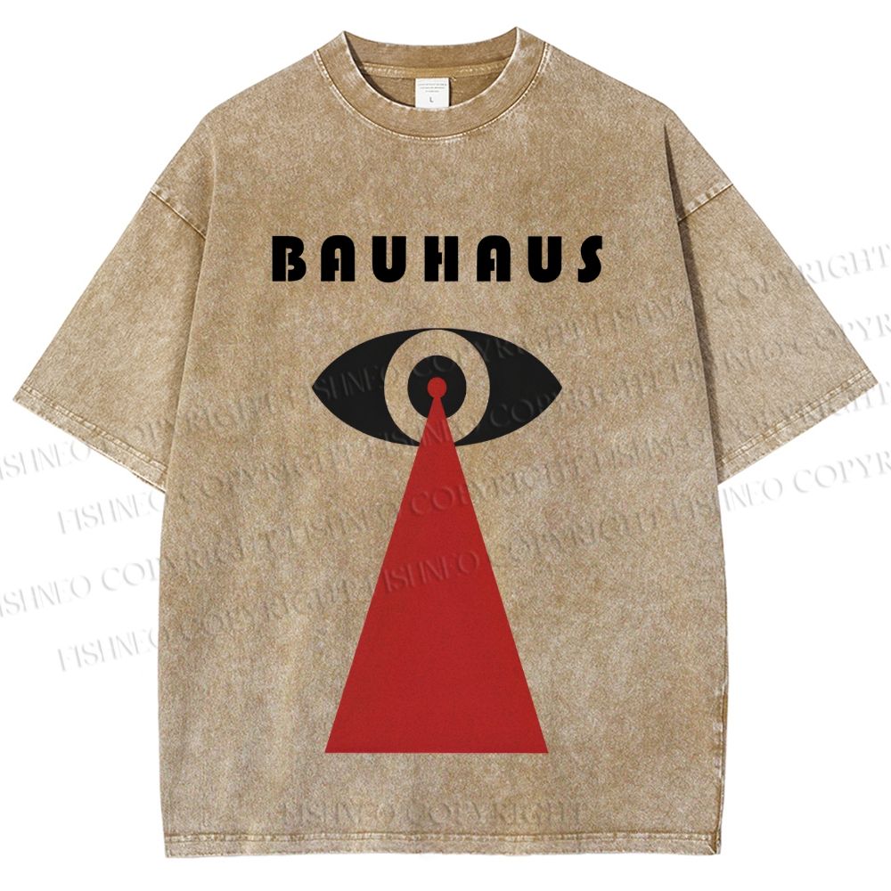 Unisex Bauhaus Red Black Eyes Printed Washed Tee