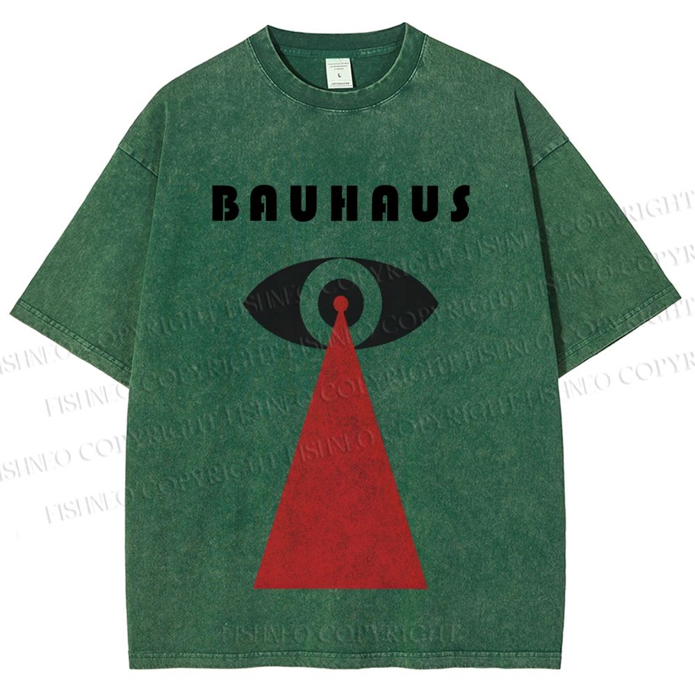 Unisex Bauhaus Red Black Eyes Printed Washed Tee