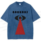 Unisex Bauhaus Red Black Eyes Printed Washed Tee