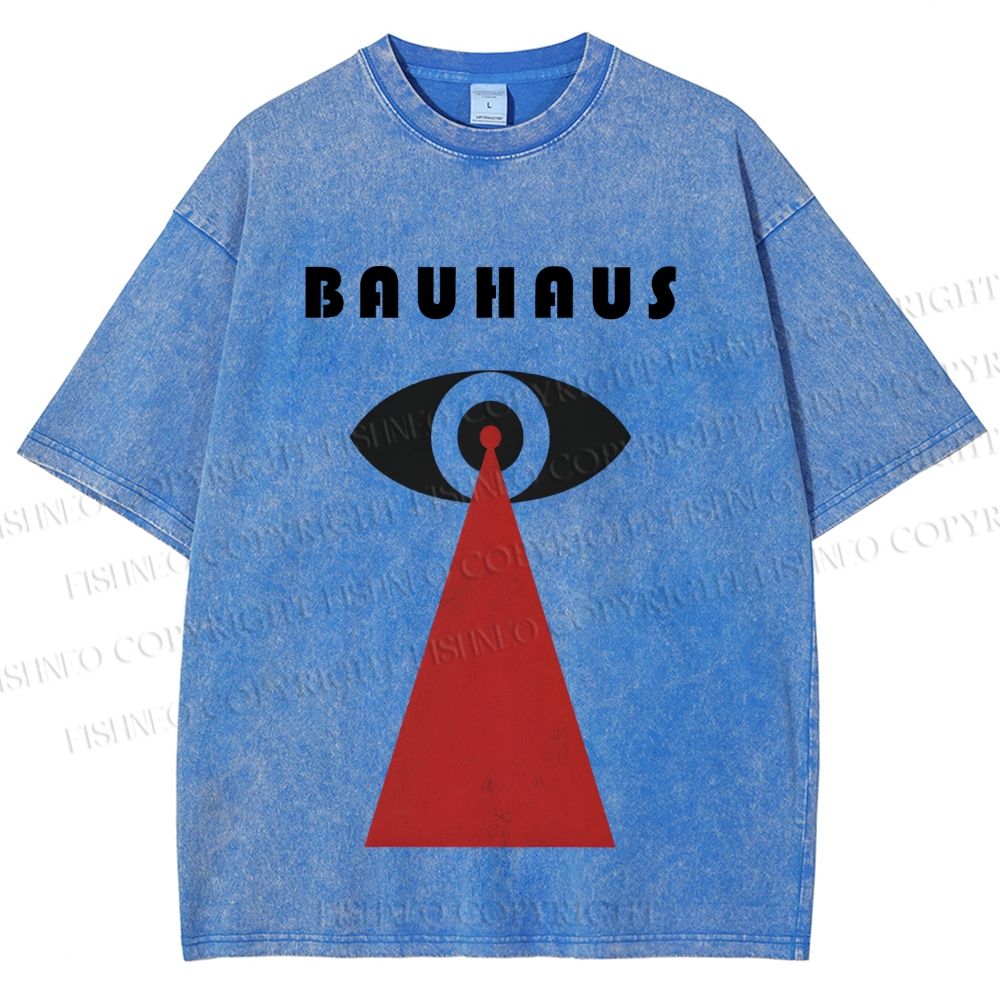 Unisex Bauhaus Red Black Eyes Printed Washed Tee