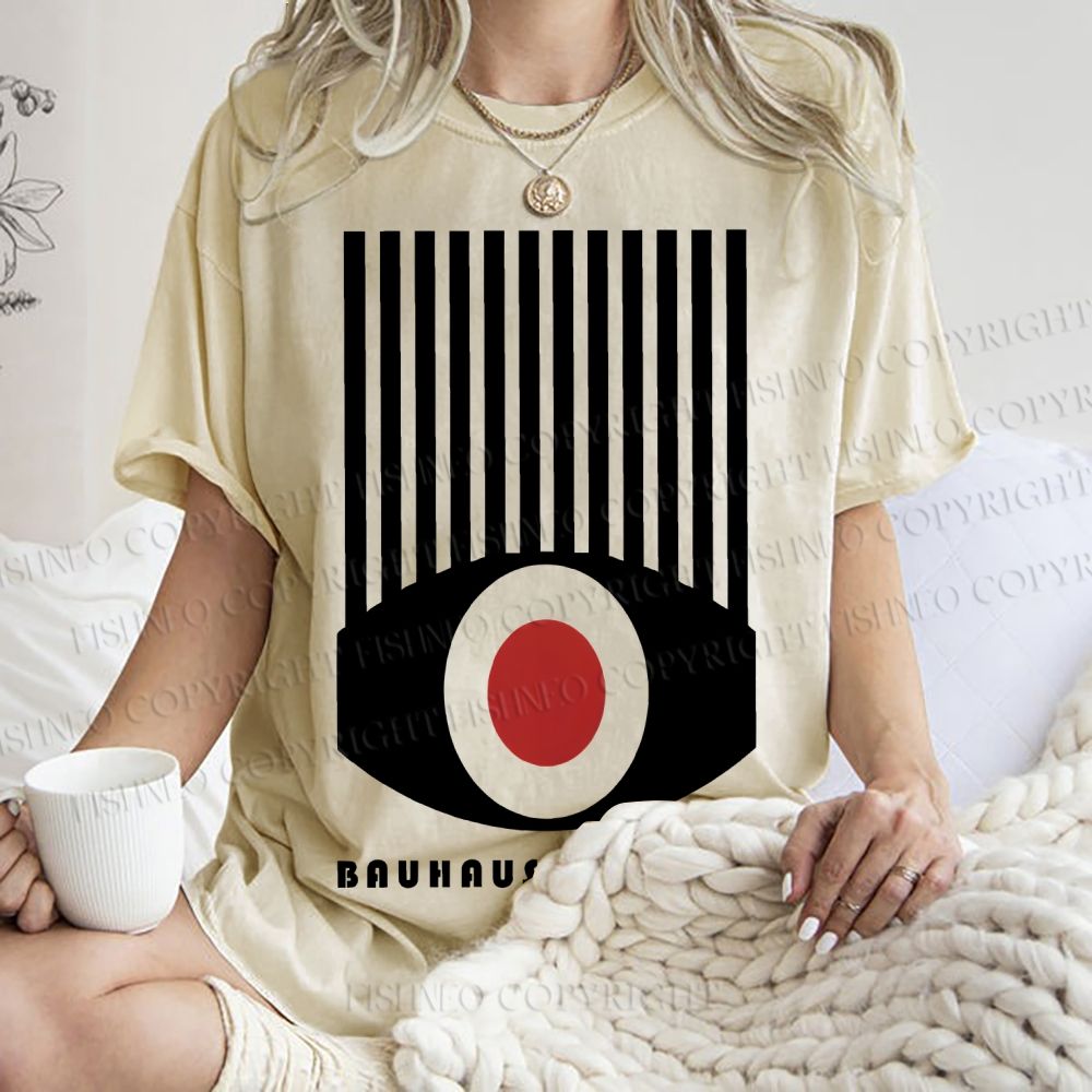 Unisex Bauhaus Red Black Eyes Printed Washed Tee