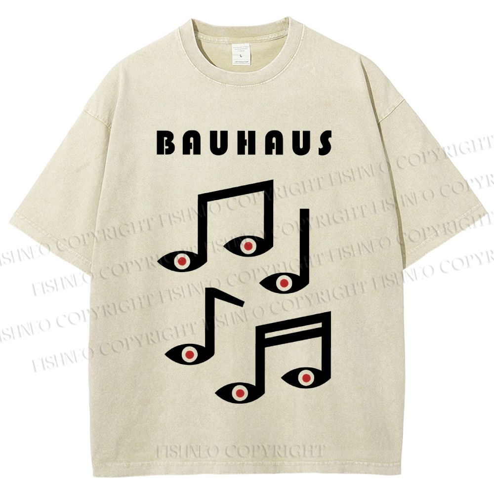 Unisex Bauhaus Musical Symbol Eyes Printed Washed Tee