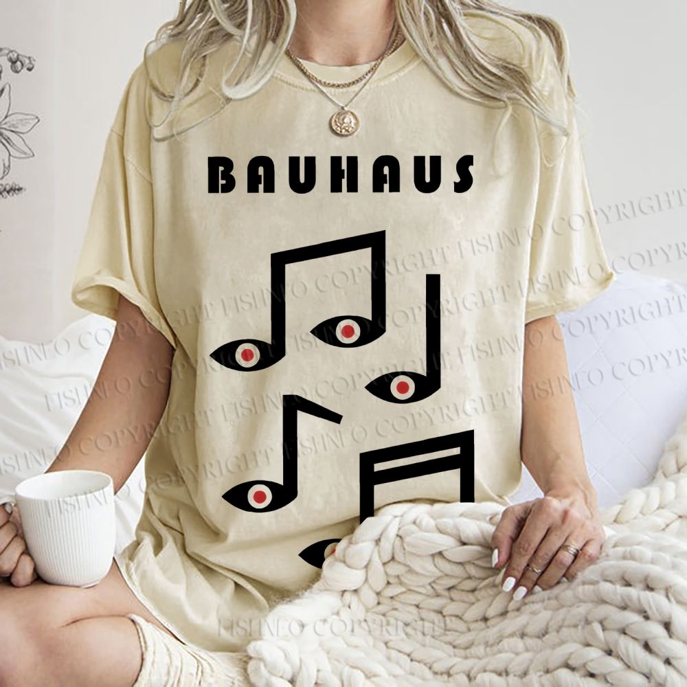 Unisex Bauhaus Musical Symbol Eyes Printed Washed Tee