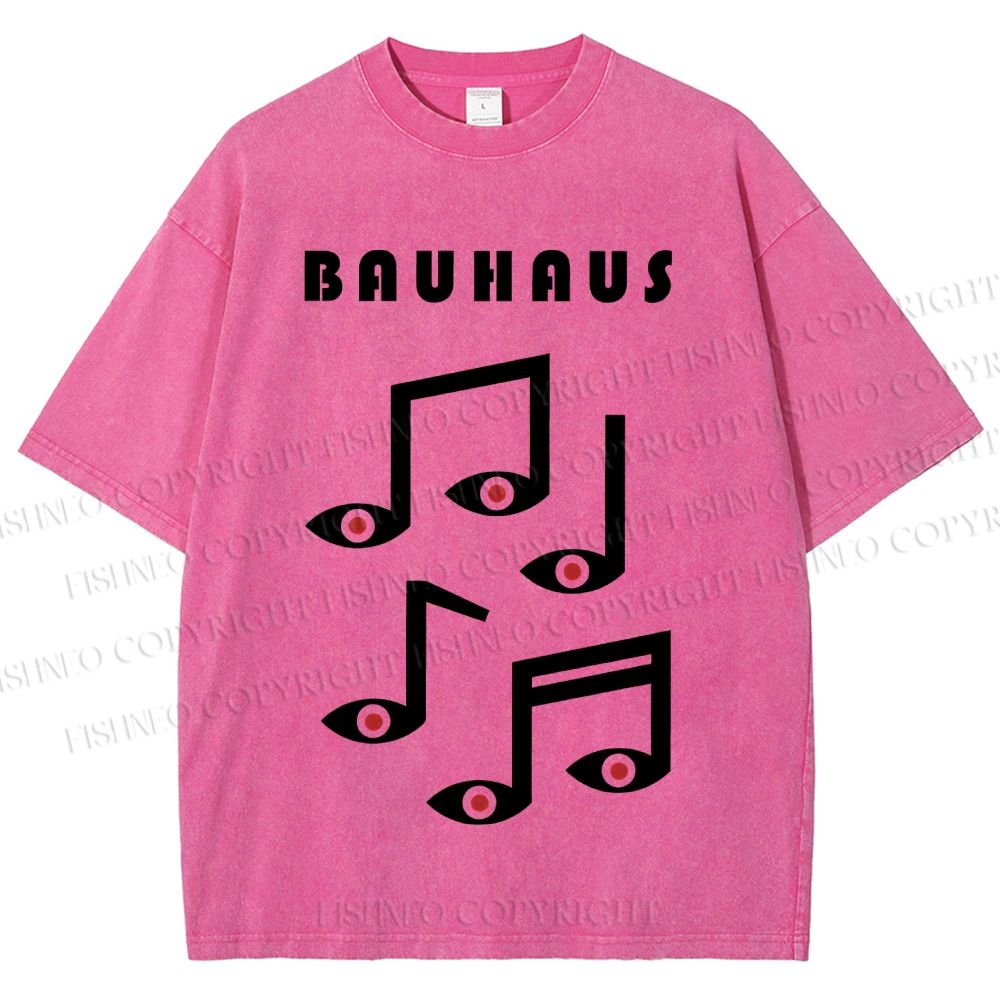 Unisex Bauhaus Musical Symbol Eyes Printed Washed Tee