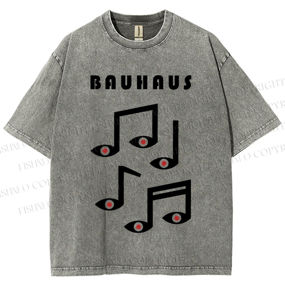 Unisex Bauhaus Musical Symbol Eyes Printed Washed Tee