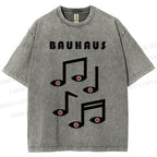Unisex Bauhaus Musical Symbol Eyes Printed Washed Tee
