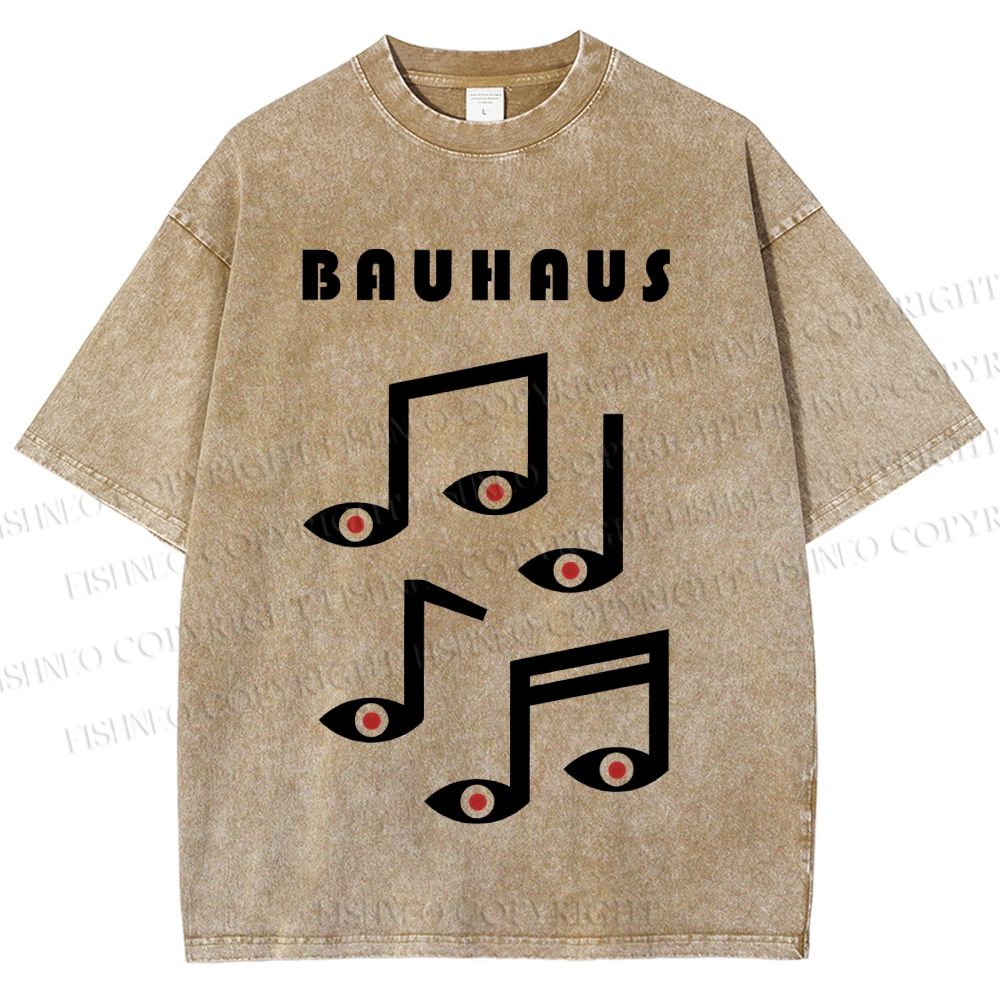 Unisex Bauhaus Musical Symbol Eyes Printed Washed Tee
