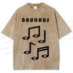 Unisex Bauhaus Musical Symbol Eyes Printed Washed Tee