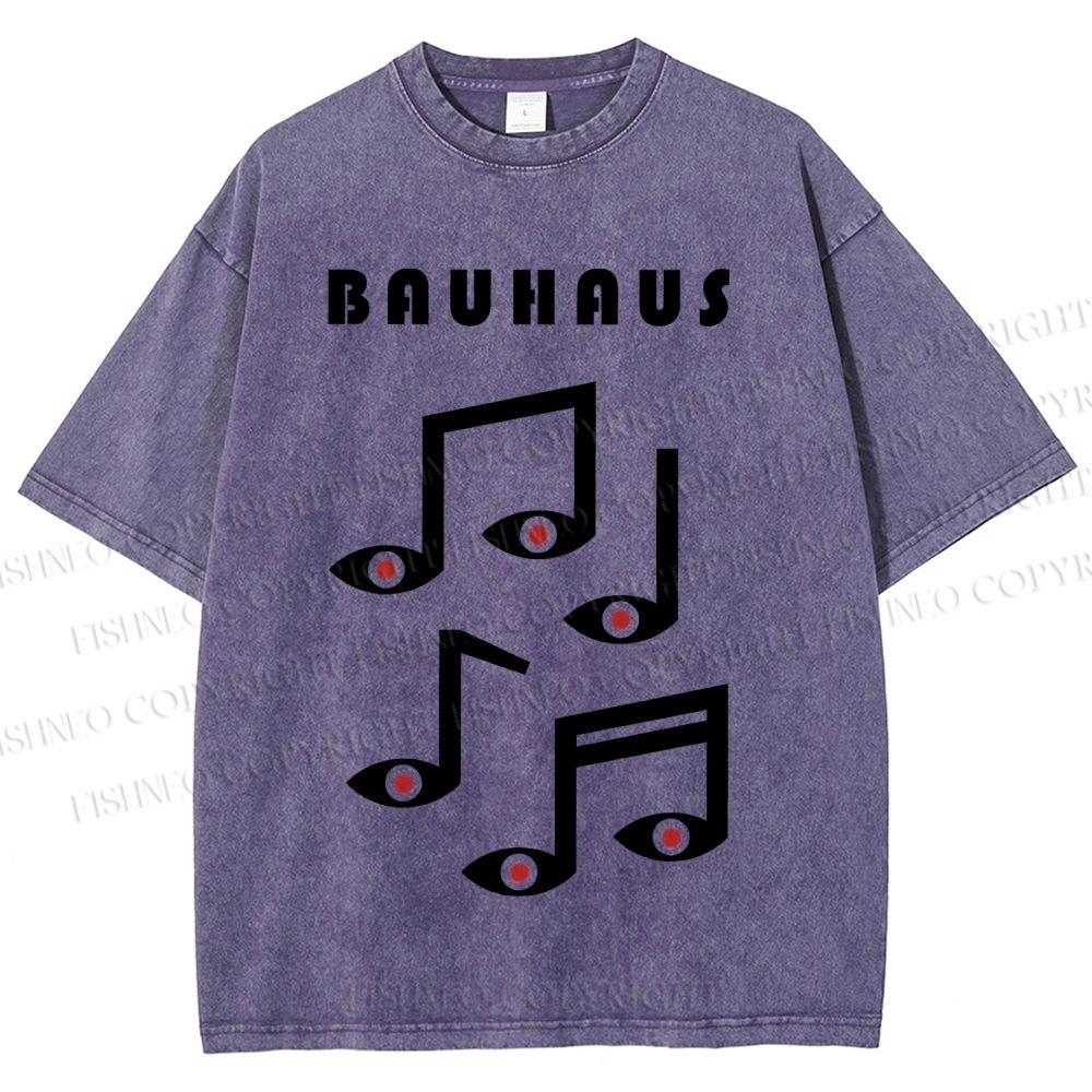 Unisex Bauhaus Musical Symbol Eyes Printed Washed Tee