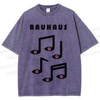 Unisex Bauhaus Musical Symbol Eyes Printed Washed Tee
