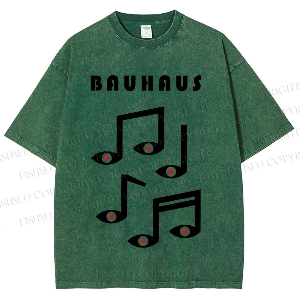 Unisex Bauhaus Musical Symbol Eyes Printed Washed Tee