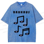 Unisex Bauhaus Musical Symbol Eyes Printed Washed Tee