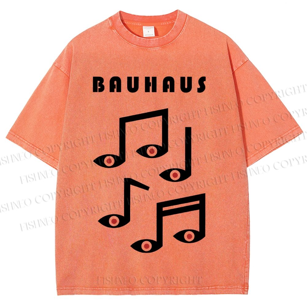 Unisex Bauhaus Musical Symbol Eyes Printed Washed Tee