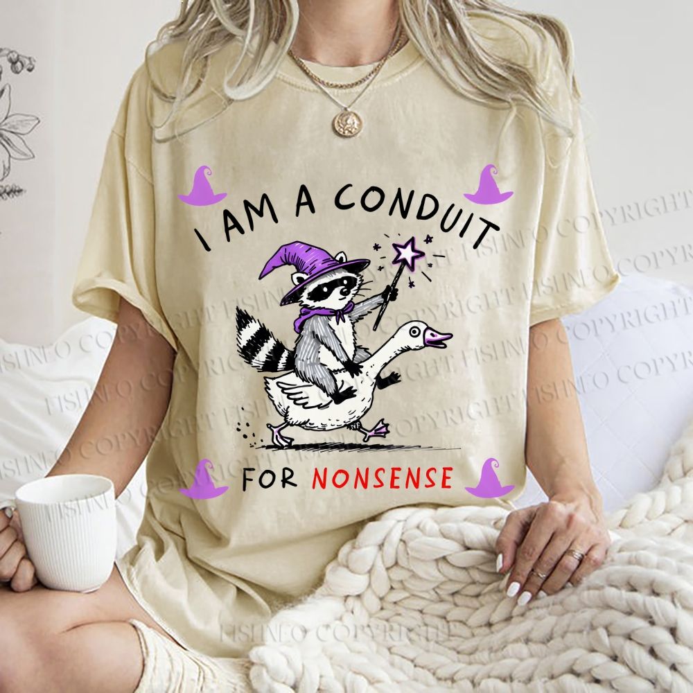 Unisex Halloween I Am A Conduit For Nonsense Printed Washed Tee