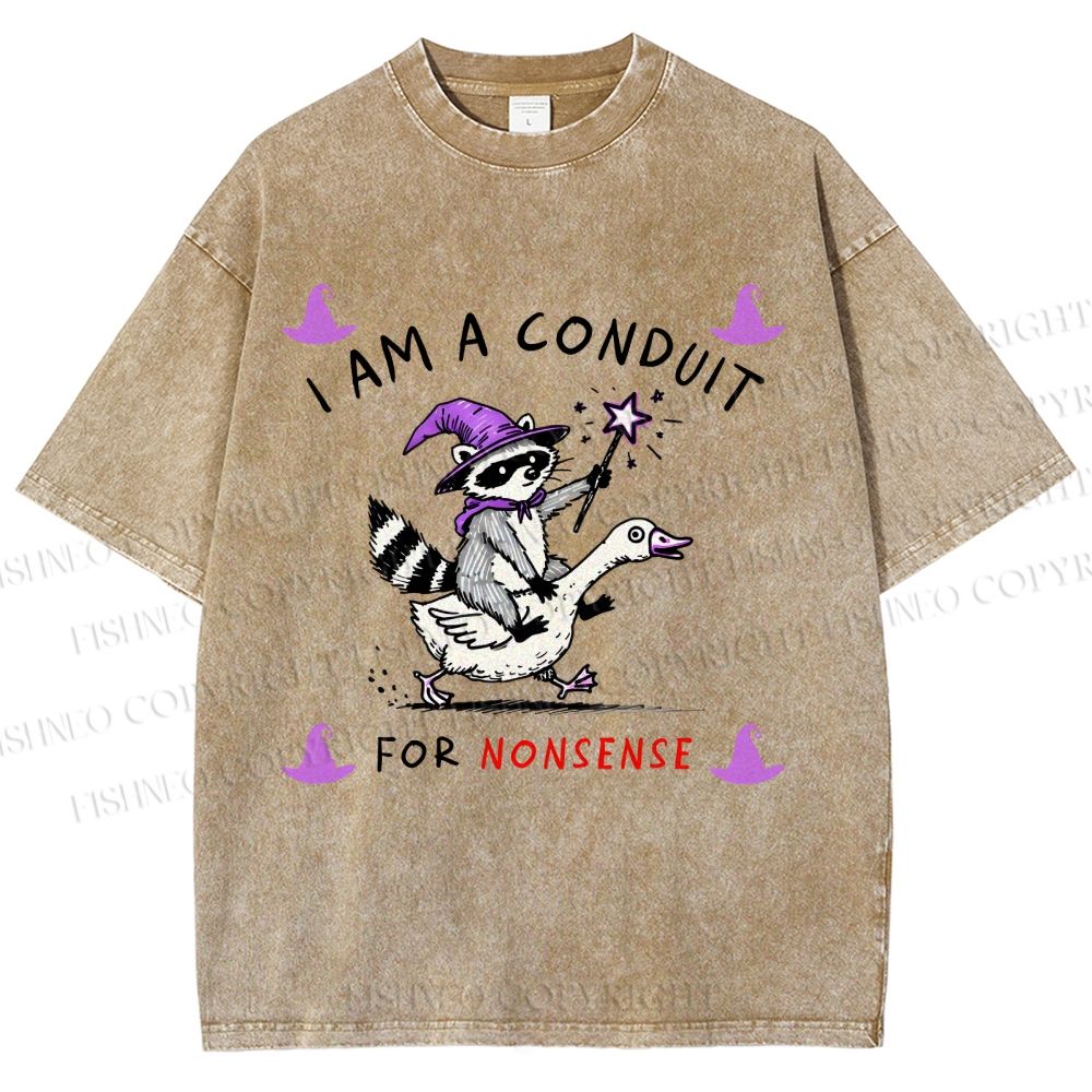 Unisex Halloween I Am A Conduit For Nonsense Printed Washed Tee