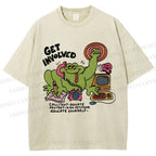 Unisex Working Frog Printed Washed Tee