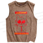 Unisex Cat Printed Washed Tank Top