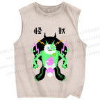 Unisex Monsters Printed Washed Tank Top