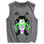 Unisex Monsters Printed Washed Tank Top