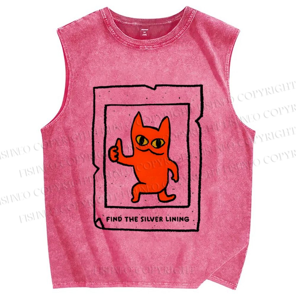 Unisex Find The Silver Lining Printed Washed Tank Top