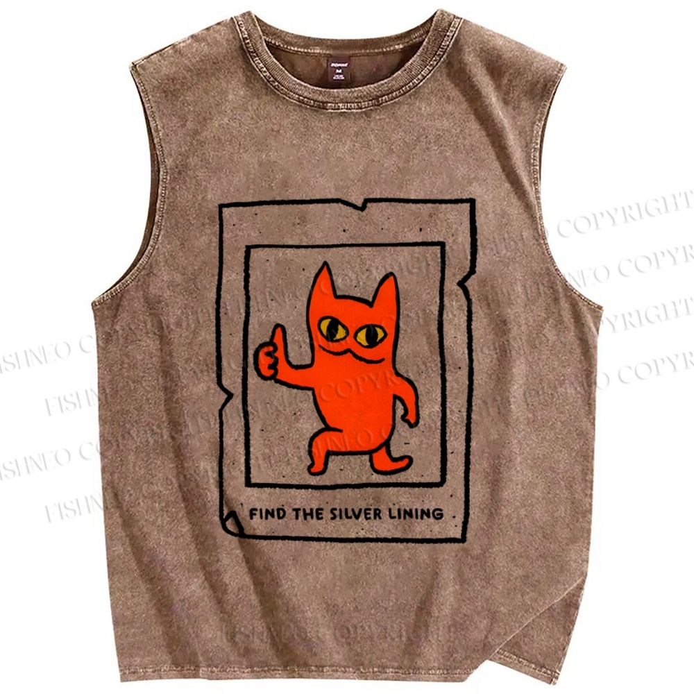 Unisex Find The Silver Lining Printed Washed Tank Top