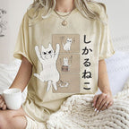 Unisex Angry Cat Printed Washed Tee