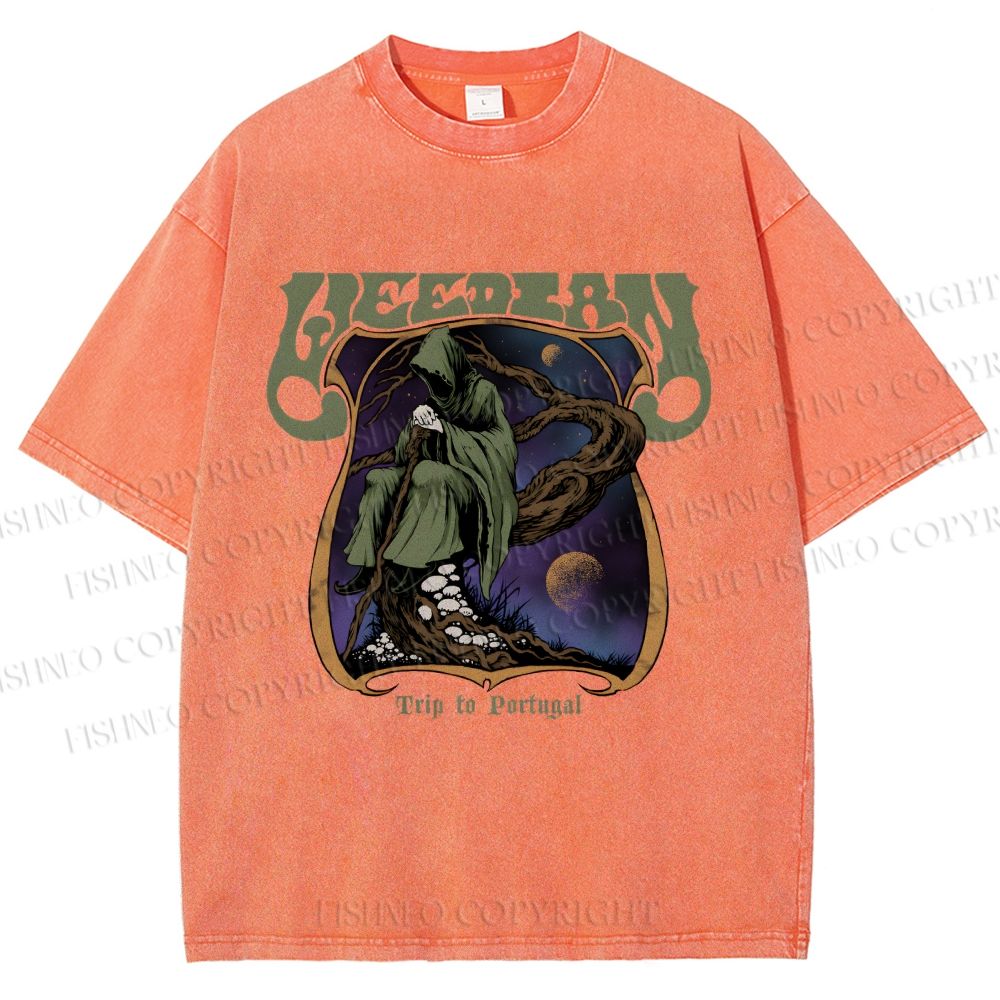 Unisex Trip To Portugal Printed Washed Tee