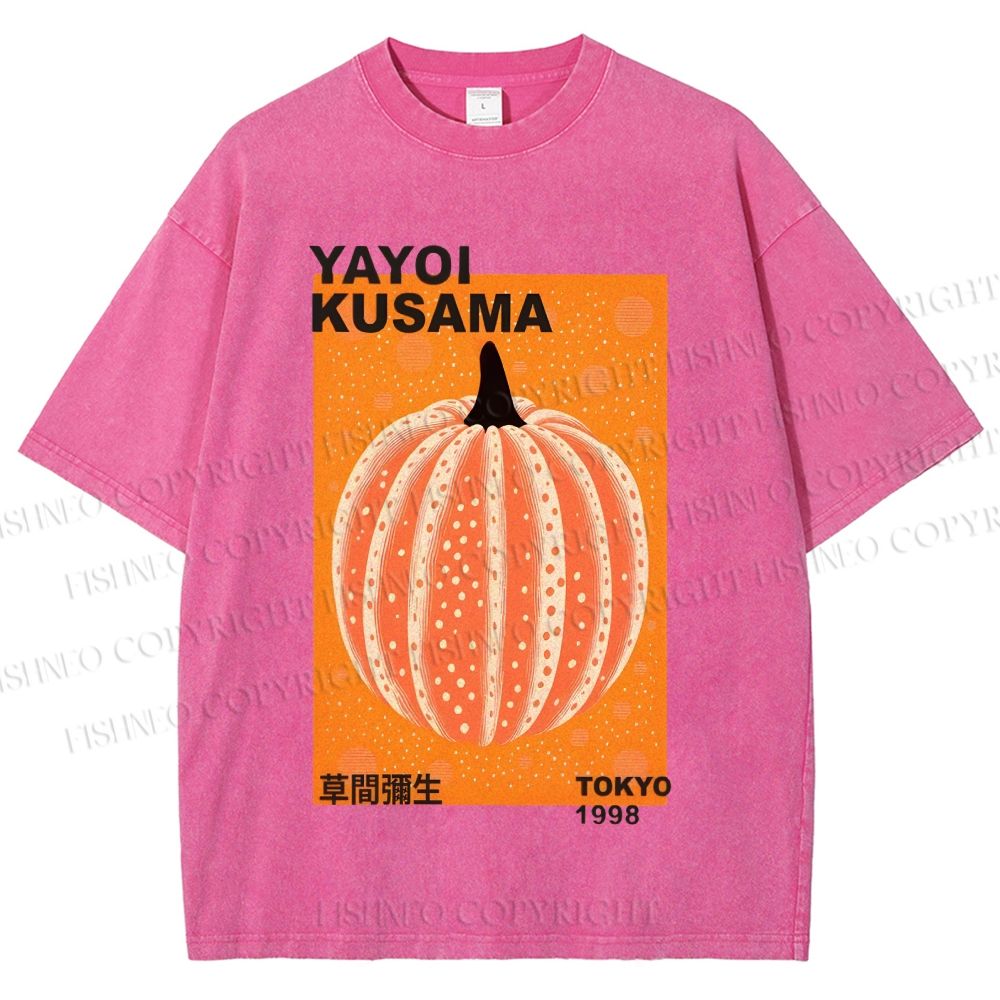 Unisex Yayoi Kusama Pumpkin Printed Washed Tee