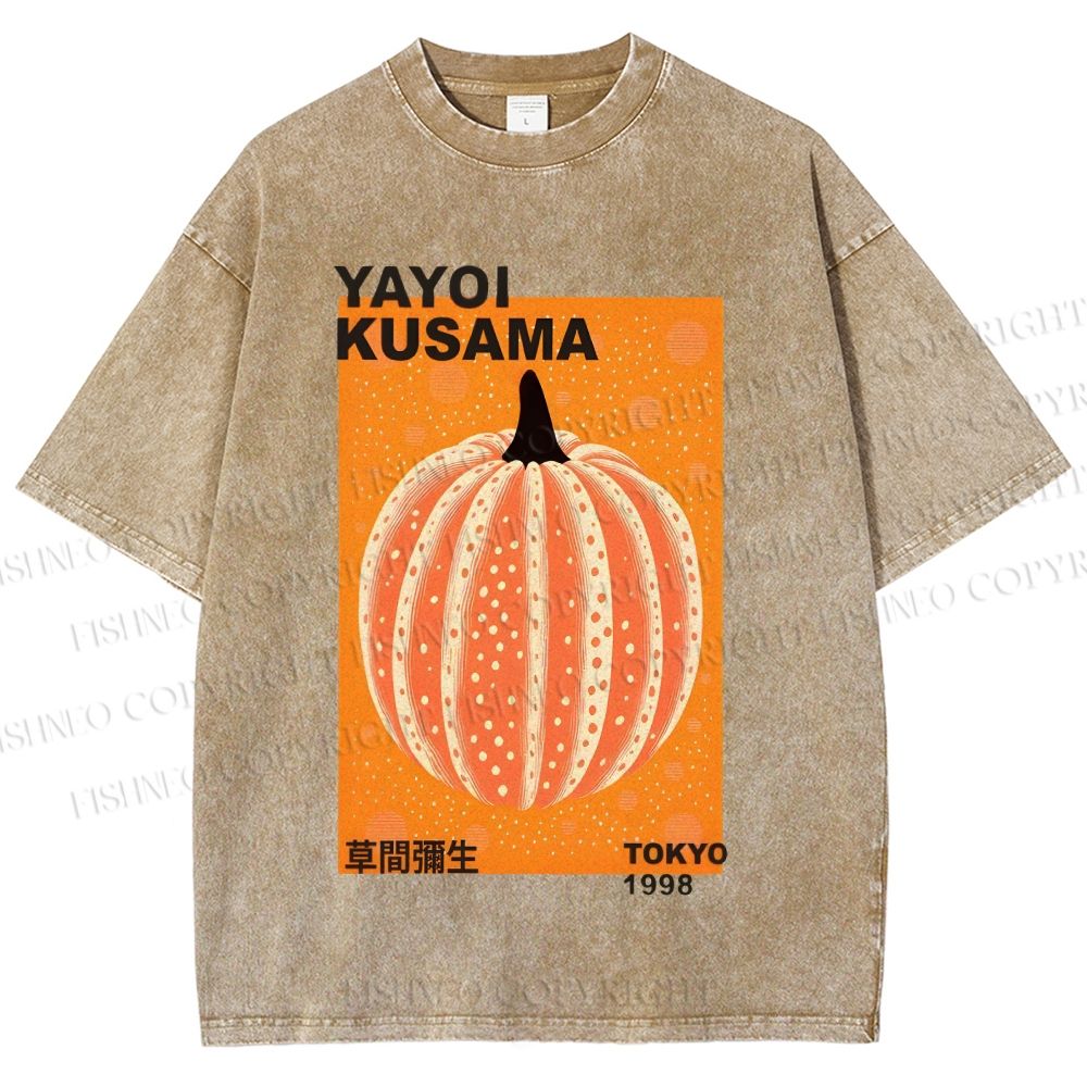Unisex Yayoi Kusama Pumpkin Printed Washed Tee