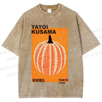 Unisex Yayoi Kusama Pumpkin Printed Washed Tee