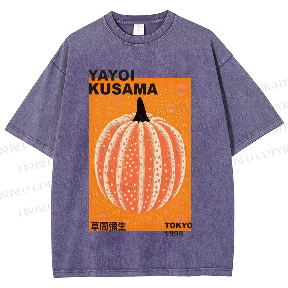 Unisex Yayoi Kusama Pumpkin Printed Washed Tee