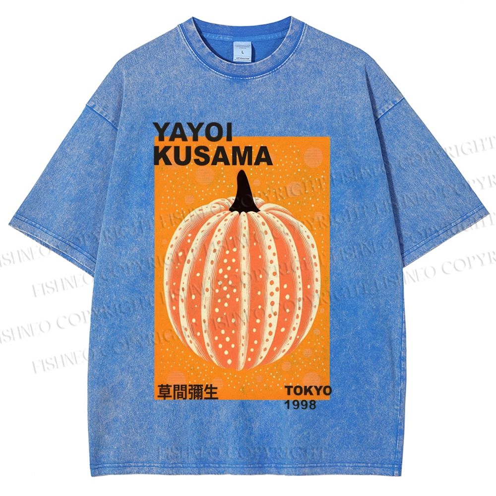 Unisex Yayoi Kusama Pumpkin Printed Washed Tee