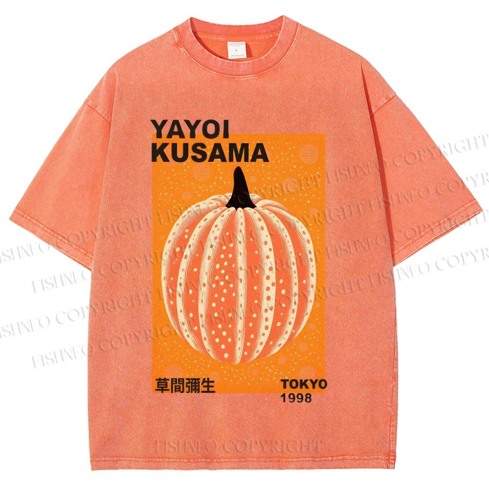 Unisex Yayoi Kusama Pumpkin Printed Washed Tee