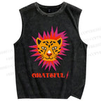 Unisex Leopard Printed Washed Tank Top