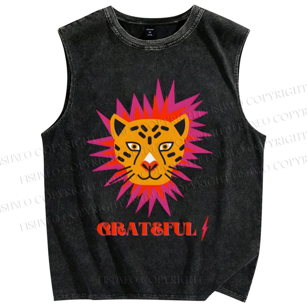 Unisex Leopard Printed Washed Tank Top